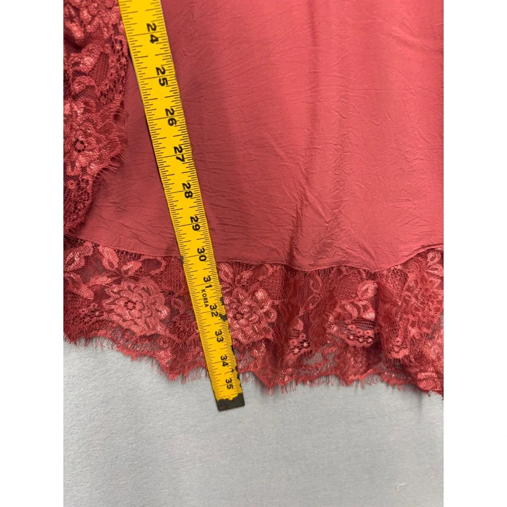Free People Intimately Slip Dress Womens M Rose Lace Handkerchief Hem Boho